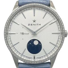 ゼニス エリート ムーンフェイス 36mm ベゼルダイヤ 自動巻き ユニセックス アリゲーター ZENITH 腕時計 未使用品