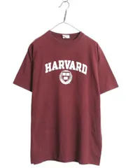 【お得なクーポン配布中!】 00s チャンピオン ハーバード カレッジ プリント 半袖 Tシャツ メンズ L 古着 オールド コットン ヘビーウェイト 目付き カットソー エンジ