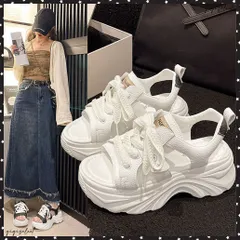 レースアップスニーカーサンダル厚底靴美脚 厚底スポーツサンダル レディース オープントゥ コンフォートサンダル カジュアル靴歩きやすい スポーティー ボリューム感 身長盛れるスポサン バルキーソール夏靴 疲れない 楽チン靴