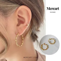 ピアス レディース フープピアス 大きめ ひねり ウェーブ リング フープ 金属アレルギー対応 サージカルステンレス