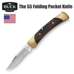 BUCK バックナイフ The 55 フォールディングハンター コンパクト ミニ 小さい 折りたたみ式 ポケットナイフ フォールディングナイフ シースナイフ キャンプ アウトドア サバイバル 狩猟 釣り 055BRS