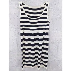 ◇ ADAM ET ROPE アダムエロペ ボーダー ノースリーブ 膝丈 ニット ワンピース サイズ38 ベージュ系 ブラック レディース  【1002796548550】