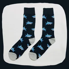 サメ 鮫 ブラック クルーソックス #200