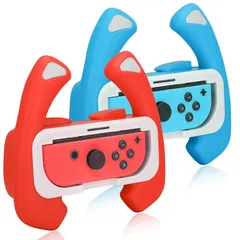 For マリオカート8 ハンドル デラックス Switch ジョイコンハンドル ジョイコングリップ 有機ELモデル/Switch対応】Joy-Con 2個セットSwitch/Switch OLED 対応 【Switch 装着簡単 手触り良い 持ちやすい（レッド
