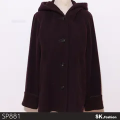 美品 SCAPA スキャパ フードコート 長袖 無地 ボタン留め リブ袖口付き ウール混素材 　ブラウン　 【SP881-00】 送料無料　古着　レディースのサムネイル