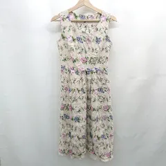 ◇ ⊂ ローラアシュレイ 花柄 フェミニン系 ノースリーブ 膝下丈 ワンピース サイズ７ ベージュ系 レディース E  【1507160025090】