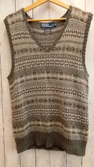 POLO RALPH LAUREN ポロラルフローレン 90s/ニットベスト/カシミヤ混 Мサイズ 柄ベスト ベス卜 アメリカンカジュアル アメカジ