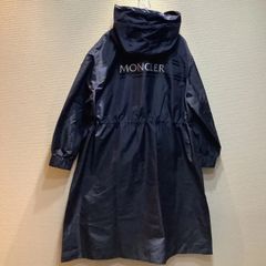 24SS モンクレール MONCLER ワッペン ロゴ ロング コート ネイビー SARRAN １レディース フード スプリングコート Aランク PL74