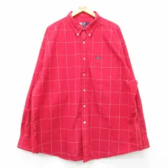 XL/古着 ラルフローレン チャップス 長袖 ブランド シャツ メンズ 90s 大きいサイズ ロング丈 コットン ボタンダウン 赤他 レッド チェック