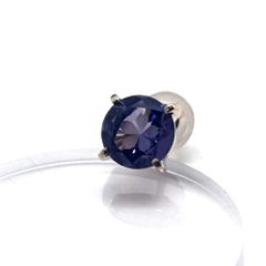 Ptプリンセスカットブルーダイヤモンドピアス(片耳、キャッチあり)①