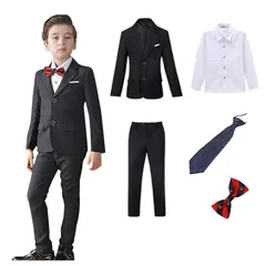 子供スーツ 男の子 子供フォーマル スーツ 男 110 120 130 140 150 160 卒業式 入学式 入園式 卒園式 結婚式 面接 発表会 細身 4点セット 七五三 喪服 B0132 ブラック