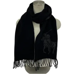 POLO RALPH LAUREN ポロ・ラルフローレン ウール混マフラー/ブラック×グレー