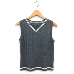 アズノウアズ ピンキー AS KNOW AS PINKY ベスト ニット リブ Vネック ケーブル編み クロップド グレー /NT31