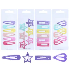 【数量限定】スナップヘアクリップ スリーピン ヘアアクセサリー 方形 前髪 パッチン留め ウォータードロップ 少女 ハート 女の子 キッズヘアクリップ 星 カラーピン アレンジピン カラフル 髪留め 子供 6色 幼稚園 24個セット 保育園 入園準備 ヘアクリ