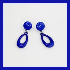 青ミニフープイヤリングorピアス(cr-116) ／フラメンコ・ダンス・パーティー・舞台衣装小物