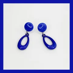 青ミニフープイヤリングorピアス(cr-116) ／フラメンコ・ダンス・パーティー・舞台衣装小物