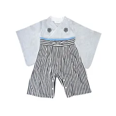ベビーロンパース ベビー服 袴ロンパース 男の子 袴風 羽織 杢グレー 4サイズ