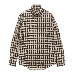 BURBERRY BLACK LABEL (バーバリー ブラックレーベル) アーガイルチェック柄 ボタンダウン コットン 長袖シャツ ブラック/ホワイト BMW14-504-04
