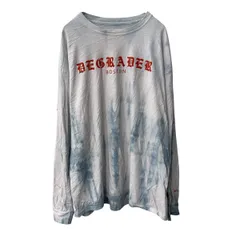 Champion 長袖 プリントTシャツ XL ホワイト×ライトグリーン タイダイ チャンピオン 袖プリント 古着卸 アメリカ仕入 a706-5813