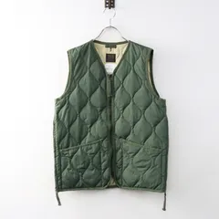 タイオン TAION ミリタリー Vネックジップ ダウンベスト L/カーキ 羽織り ノースリーブ キルティング ジップアップ【2400014480597】