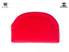 シャネル メイクアップ ノベルティ コスメポーチ 半月型 ラウンドファスナー 2020 レッド CHANEL MAKEUP【New 新品】