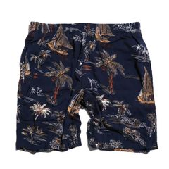 ハーフパンツ メンズ ショートパンツ サマーショーツ アロハショーツ アロハパンツ ショーツ ALOHA アロハ パーム柄 メンズ レーヨン100% 水陸両用 水着 ハーフパンツ リゾートパンツ アロハハーフパンツ NAVY/ネイビー RB-16