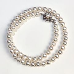 K14 ロングネックレス 8mm 85cm テリ◎ 2連 あこや真珠パール - メルカリ
