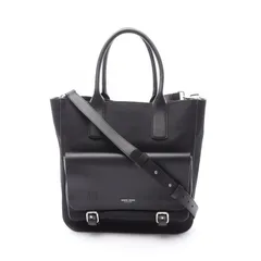 ジョルジオアルマーニ GIORGIO ARMANI トートバッグ ブラック キャンバス レザー ショルダーバッグ メンズ Used Bのサムネイル