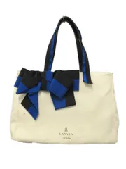 ランバン LANVIN マリアンヌ リボントート ハンド バッグ L ホワイト 白 ブルー 青 鞄のサムネイル