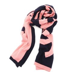 シャネル CHANEL マフラー 大判 ピンク×ネイビー CCロゴ