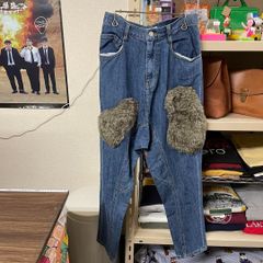 良品 Ne-net  ネネット ファー&デニム  サルエル ジーンズ ブルー サイズ1 ダサ可愛い 存在感◎ NE23FF929