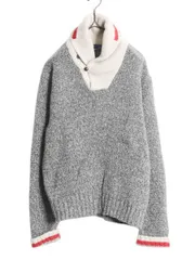 【お得なクーポン配布中!】 90s ポロ ラルフローレン ショールカラー ニット セーター メンズ M / 古着 オールド ウール プルオーバー ミドルゲージ ゴマ塩 ポニー無し