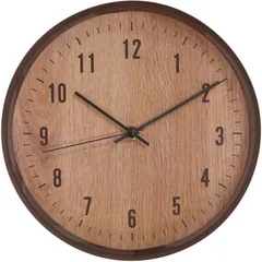 【迅速発送】不二貿易 掛時計 ライフ 直径25cm 幅25×奥行4×高さ25cm ブラウン 木目調 シンプル 静音 39870