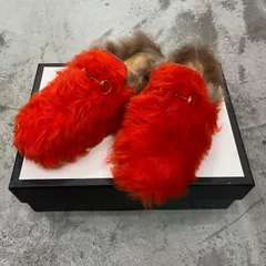 GUCCI プリンスタウン ファー ホースビット スリッポン サンダル ミュール シューズ グッチ 38 75196A4のサムネイル