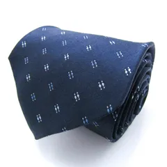 タカキュー ブランド ネクタイ 小紋柄 パネル柄 ドット PO  メンズ ネイビー TAKA Q 【中古】