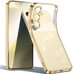 Galaxy S24 ケース クリア TPU 薄型 軽量 ギャラクシーS24 耐衝撃 米軍MIL規格取得 滑り止め 黄変防止 防塵 人気 携帯カバー ワイヤレス充電対応 (ゴールド) 0