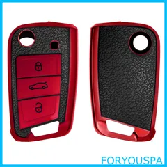 【新着商品】kwmobile 保護ケース 対応: VW Golf 7 MK7 3-ボタン 車のキー - スマートキー TPU保護 シリコン キーカバー 車の鍵 - 赤色/黒色