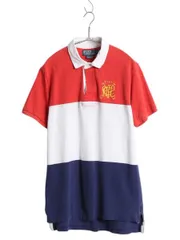【お得なクーポン配布中!】 90s ポロ ラルフローレン ボーダー 鹿の子 半袖 ポロシャツ メンズ L / オールド 半袖シャツ ラガーシャツ タイプ ワンポイント カットソー
