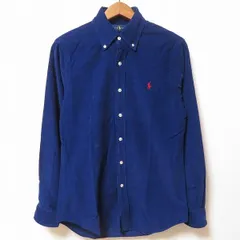 #wnc ラルフローレン RalphLauren 長袖シャツ XS 青 ボタンダウン コーデュロイ 刺繍 ロゴ 小さいサイズ メンズ [919500]