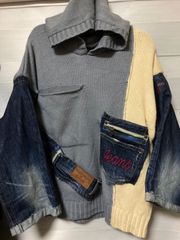 古着リメイク　デニムとニット