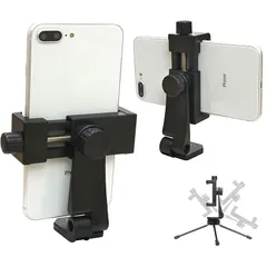 360°回転 前後 チルト 角度調整 三脚 一脚 用 スマホホルダー スマートフォン クリップ モバイル ホルダ スマホ スタンド モノポッド トライポッド ブラケット アタッチメント アダプター (360-NBF)