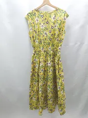 ◇ ⊂◎●未使用● PREFERIR プレフェリール 花柄 ウエスト紐 ノースリーブ ロング ワンピース サイズM イエロー レディース E  【1503060019245】