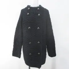 ルシェルブルー LE CIEL BLEU 長袖 ニット ジャケット 38 ネイビー系 ダブルボタン 毛 ウール モヘア アルパカ混のサムネイル
