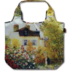 バッグ 名画クーラーエコバッグ（モネ「アーチストガーデン」） ゆうパケット 軽量 折り畳み 保冷 内ポケット マチ付 大容量 肩掛け 軽い ファスナー付 ギフト ショルダー かばん プレゼント ゴムバンド 買い物 バッグ ショッピングバッグ 贈り物 Lサイズ