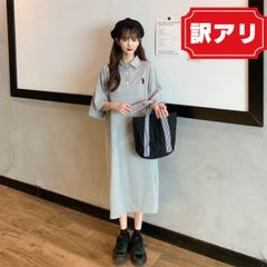【訳あり】 ポロ ワンピース 服 レディース ポロシャツ ポロ衿 半袖 ポロシャツワンピ カジュアル ワンポイント 膝丈 トップス Tシャツワンピ アメカジ 韓国ファッション 夏服 おしゃれ 低身長 デート 部屋着 プチプラ かわいい グレー [AZ007]