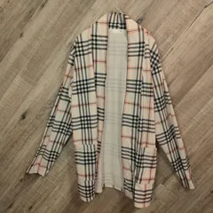 M1-01744【Mens】Real Wash(リアルウォッシュ) 長袖 カーディガン (M) / 黒×ベージュ×オレンジ チェック柄 G