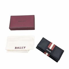 未使用品 BALLY バリー レザー キーケース TALTOS LETTERING TSP KEY CASE ブラック ストライプ ライン ケース付き