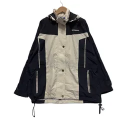 90s アンブロ UMBRO ナイロンジャケット 裏側コットン生地 L-XL相当 黒 ブラック クリーム色 古着 X057