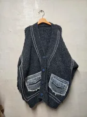 デニム ポケット ルーズフィット ニット カーディガン