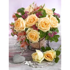 OWN4B クロスステッチ刺繍キット図案印刷、11ct 花瓶の花 初心者向けの簡単な刺繍セット36x46cm Cross Stitch